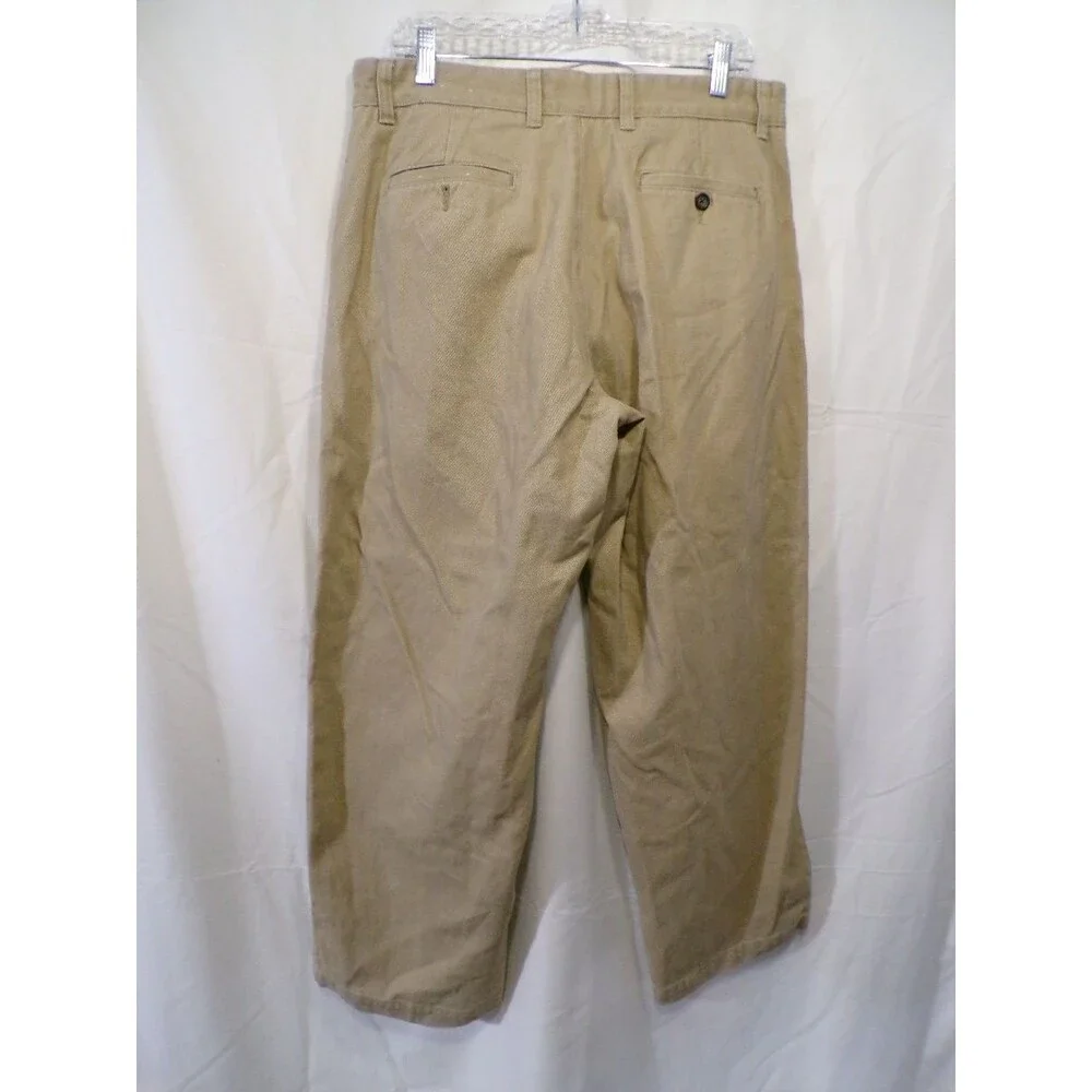 Perry Ellis Men's Chino Pants Beige Flat Front W36 L29 100% Cotton